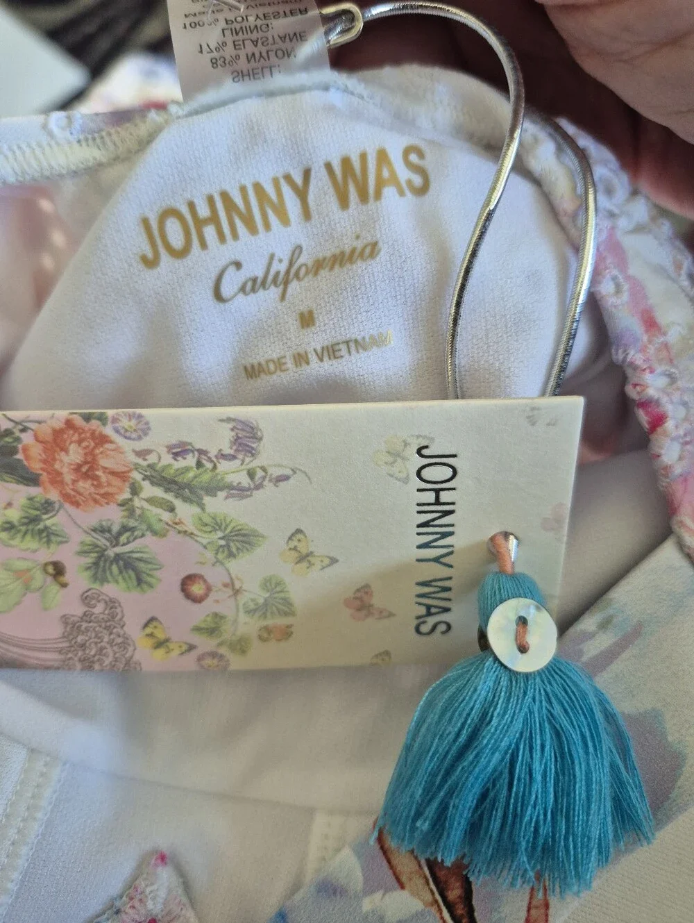 Johnny Was Swimsuit Summer Days Eyelet Crossback One Piece Size M NEW